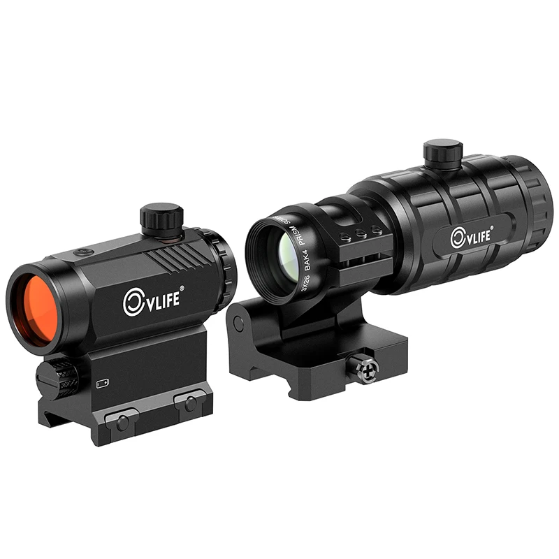 

EZshoot Holographic 3 MOA Red Dot and 3X Magnifier Combo Auto Brightness Adjustment Absolute Co-Witness Flip-to-Side Sight