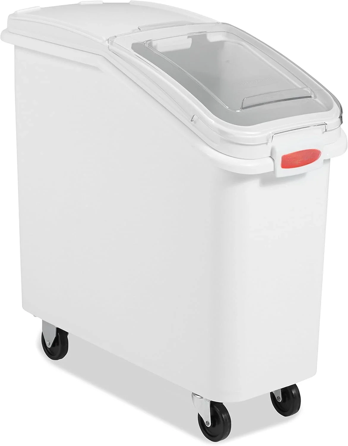 Shelf-Storage Ingredient Bin With Scoop, 400-Cup Capacity, Plastic, White, Sliding Lid, Container