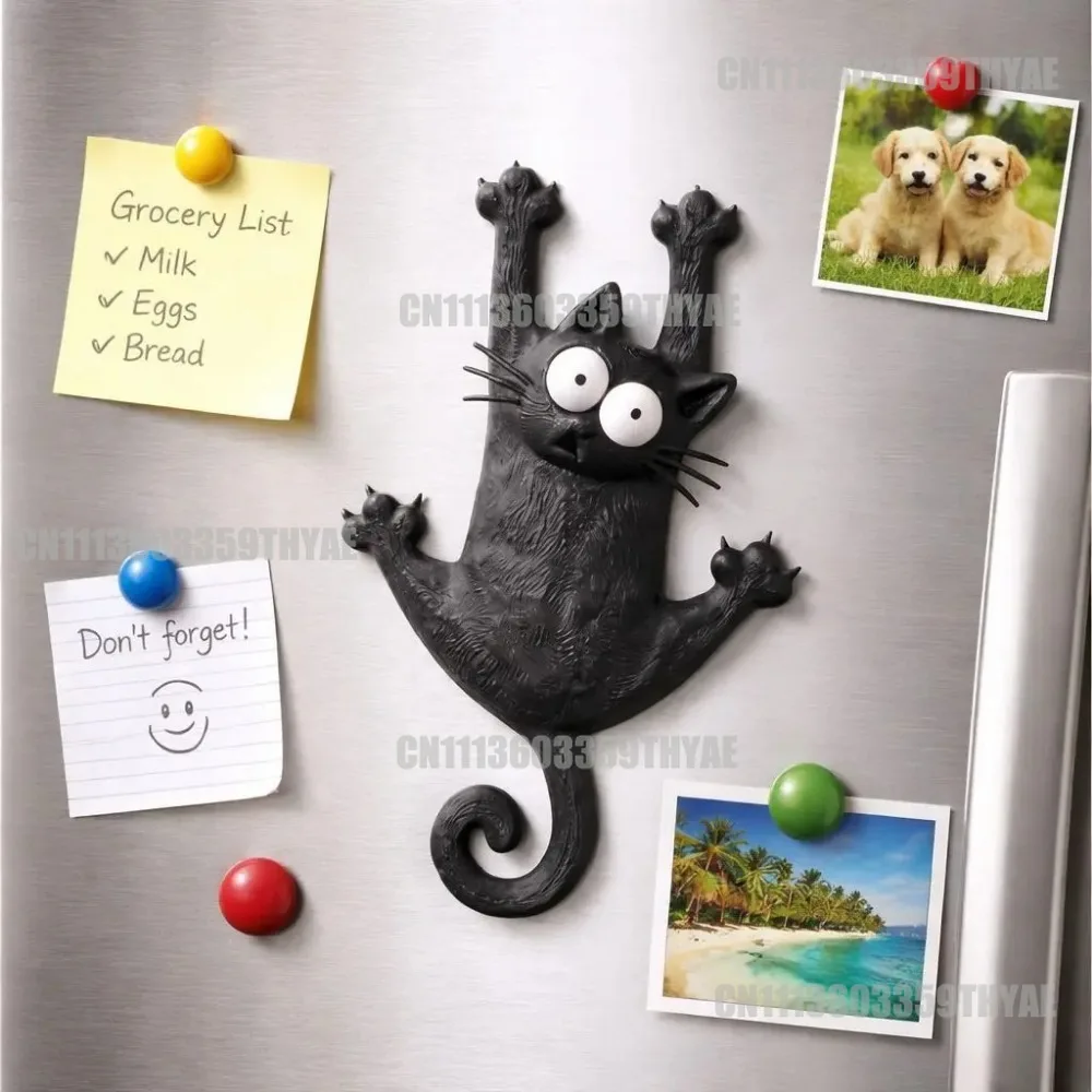 

Creative & Cute Magnetic Cat Refrigerator Magnet — "Hang in There, Fridge Cat"