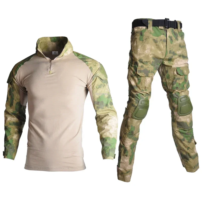 Camouflage Tactical Uniform Hunting Shirts Pants with Elbow Knee Pads Arisoft Paintball Clothing Ghillie Suits