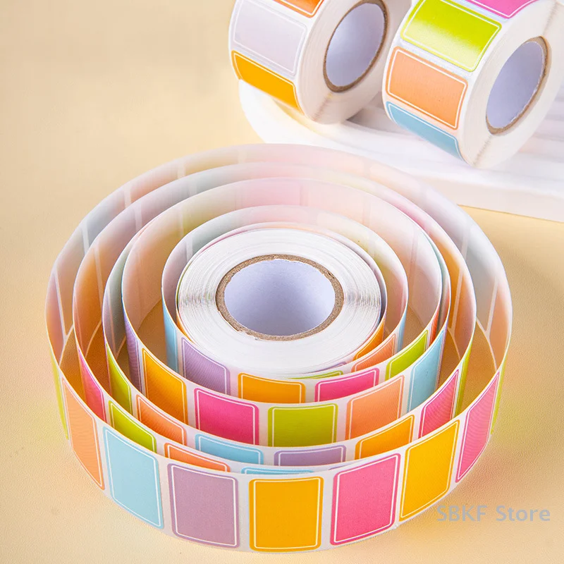 500Pcs Colourful Self-adhesive Label Adhesive Stickers Durable Waterproof Blank Tag Sticker Stationery Rectangle Name Sticker