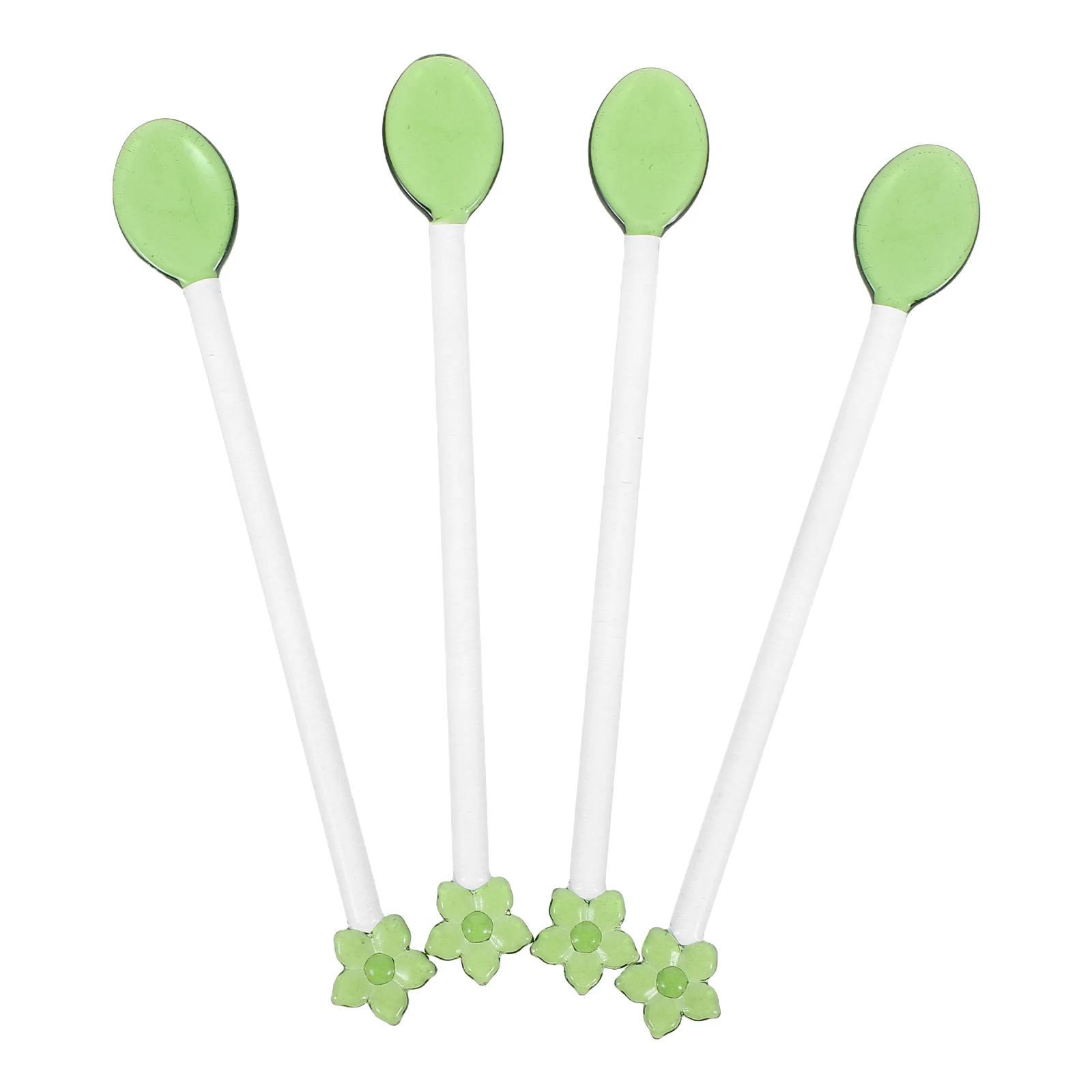 

4Pcs Clear Glass Stirring Spoons Long Handle Transparent Coffee Tea Mixing Rods Dessert Serving Spoons Home Bar Party Kitchen