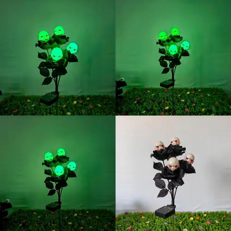 Solar Ghost Garden Stakes Lights 4-Branches Rose Ghost Stake Lights Light Up 4-Branches Rose Ghost Garden Stakes For Yard Lawn