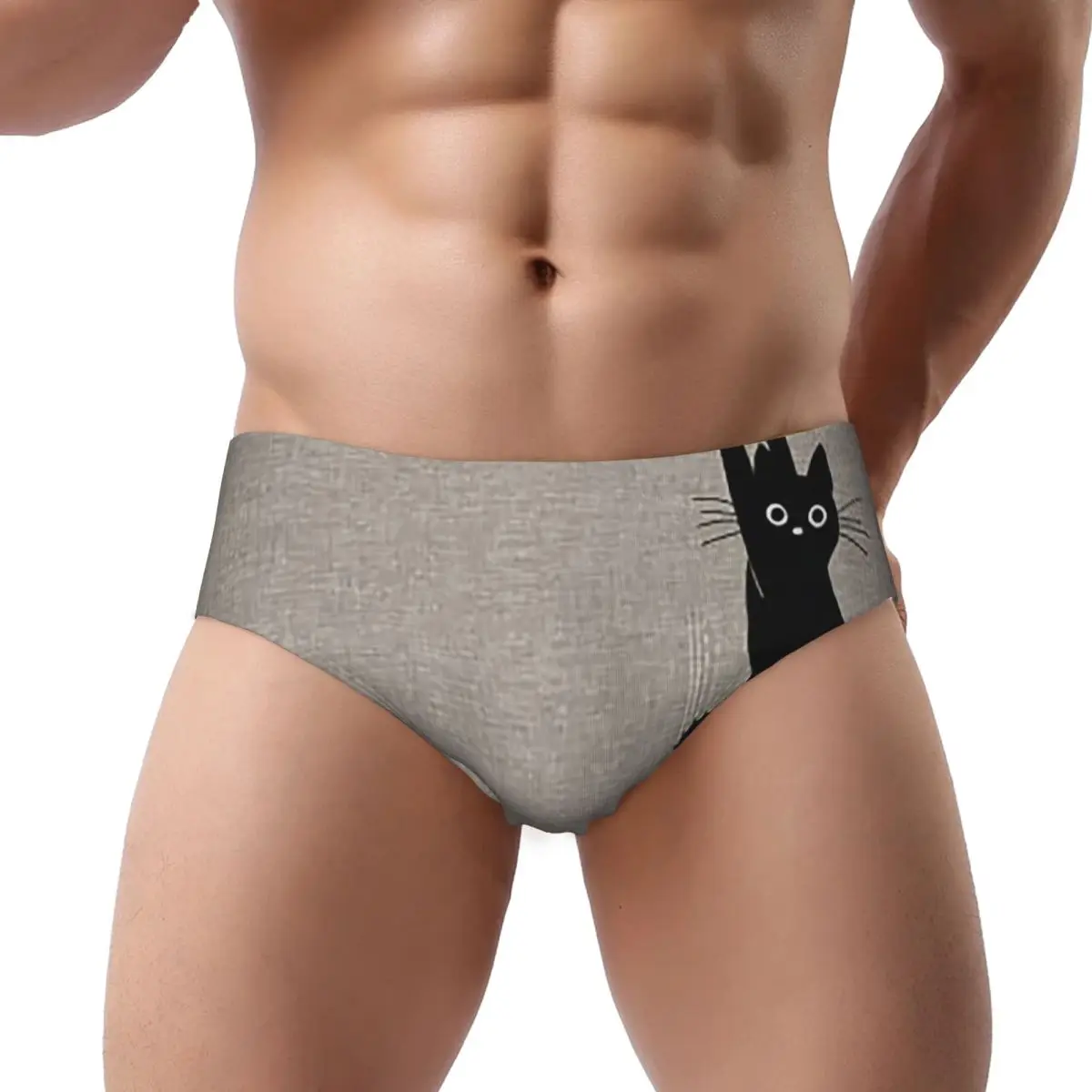 قطة سوداء تحمل على الرجال سراويل مثلثة تهوية الملاكم الملابس الداخلية ملابس داخلية قصيرة لهدية صديقها رجل أوم