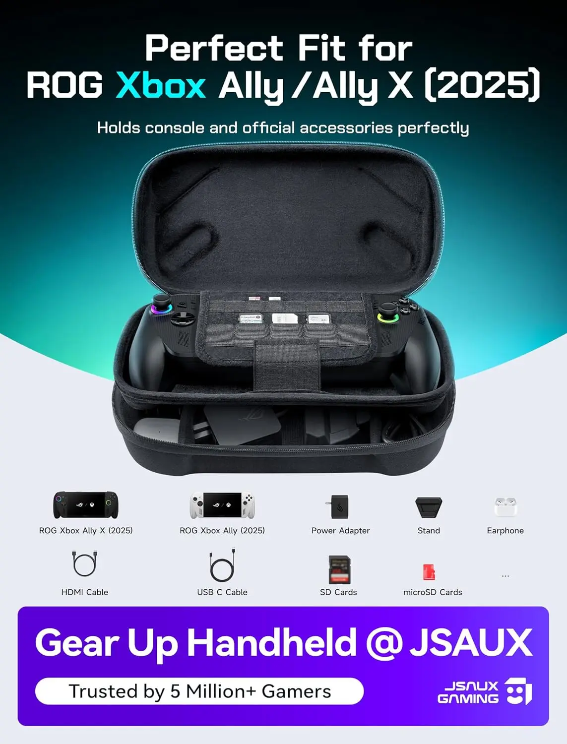 Carrying Case for ROG Xbox Ally / ROG Xbox Ally X (2025) Double-Decker, Protective Shell, Dual Layer Portable Travel Storage Bag
