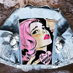Women's Clothing 2024 Autumn New Hot Street Fashion INS Net Red Personality Sweet Love Girl Print Lapel Denim Jacket