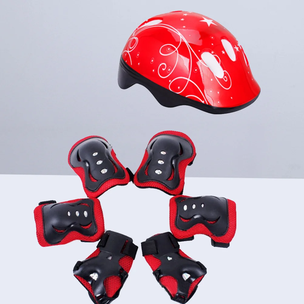 

7 Pcs Kids Riding Gear Knee Pads Pink Bike Elbow Toddler Cycling