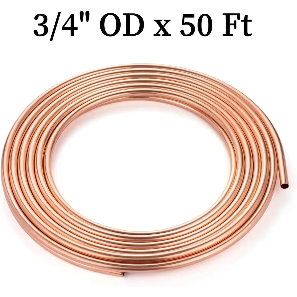 US Shipping 3/4 Inch OD Soft Copper Refrigeration Tube Coil 50 Feet Seamless HVAC ACR ASTM B280 C12200