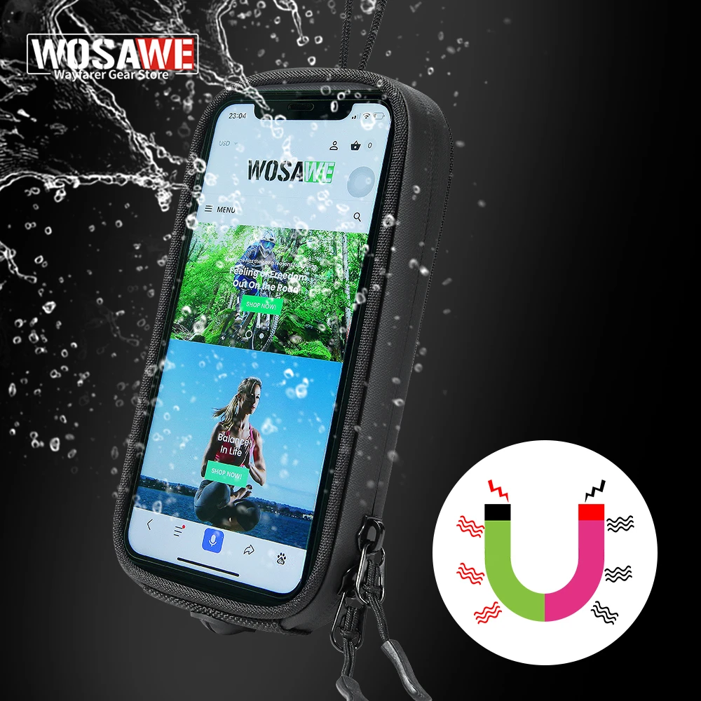 

WOSAWE водонепроницаемая мотоциклетная топливная бак, магнитная сумка для мобильного телефона, прозрачная сумка, сумка для сиденья мобильного телефона, чехол-держатель для мобильного телефона