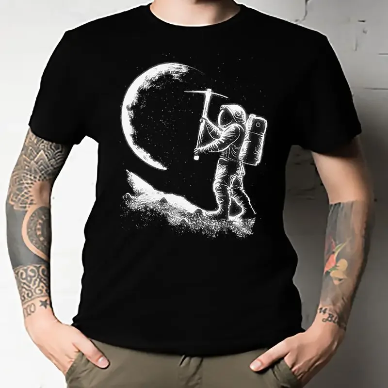 Astronaut Moon Extraction Mounted Print T Shirt Essential Unisex All Size