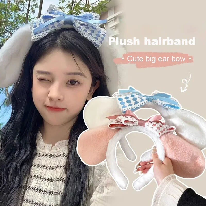 

Super Cute Cinnamoroll Hairband Cartoon Plush Face Girl Heart My Melody Headband Hairpin Exquisite Hair Accessories Gift