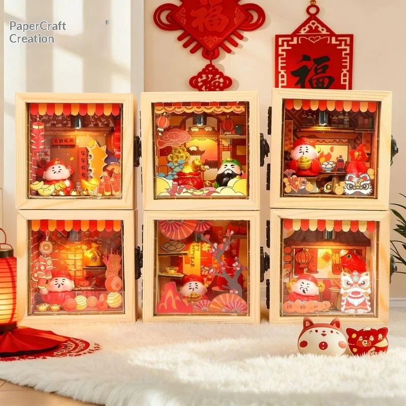 Zhixiang Zaowu Mini Simulation Scene Box Diy Handmade Night Light Chinese Style Desktop Ornament Creative Gift Home Decor