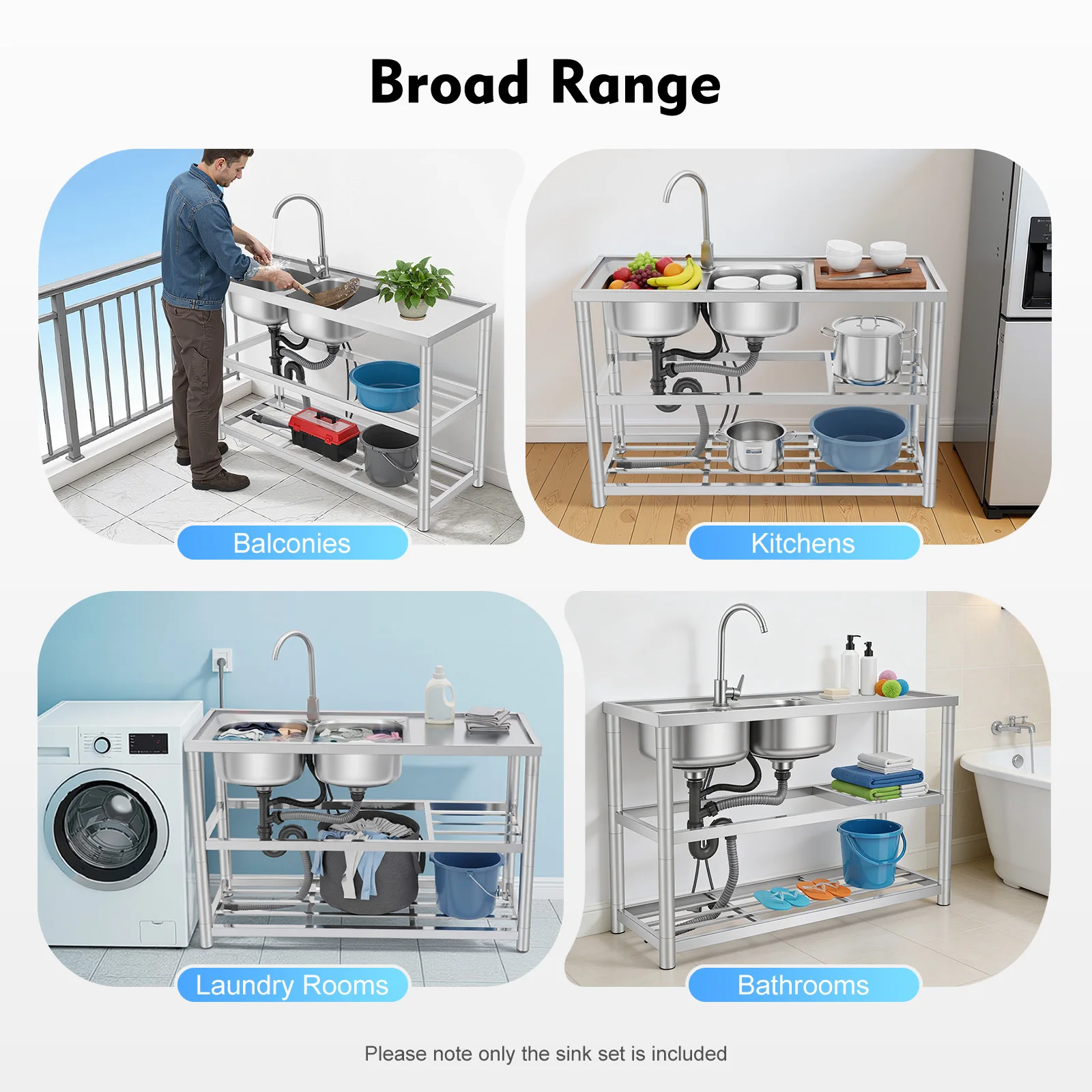 

Трехсекционный кухонный смеситель из нержавеющей стали с высокой нагрузочной способностью (до 220 фунтов) и термостойкостью, устойчивый к ржавчине