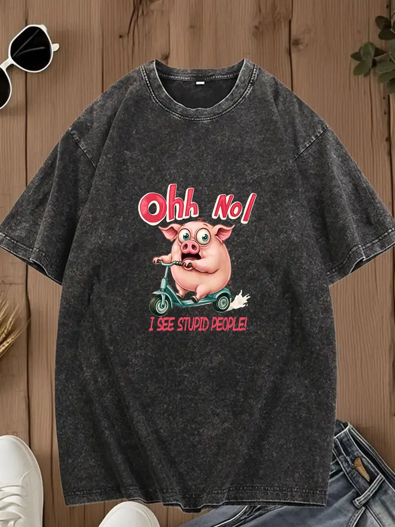 【Humorous Pig Design, Vintage-Style T-Shirt】Ideal for Family Gatherings and Workplace Events - Unique Gift Choice for Stylish Men - Soft and Perfect for 2023 Holidays and Celebrations
