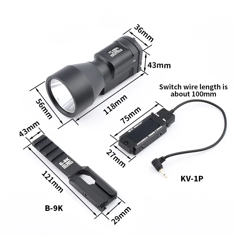 KLESCH 2U Tactical ak accessories Flashlight Zenitc 1000 Lumens High Power Strobe Lamp With Remote Pressure Switch Fit 20mm Rail