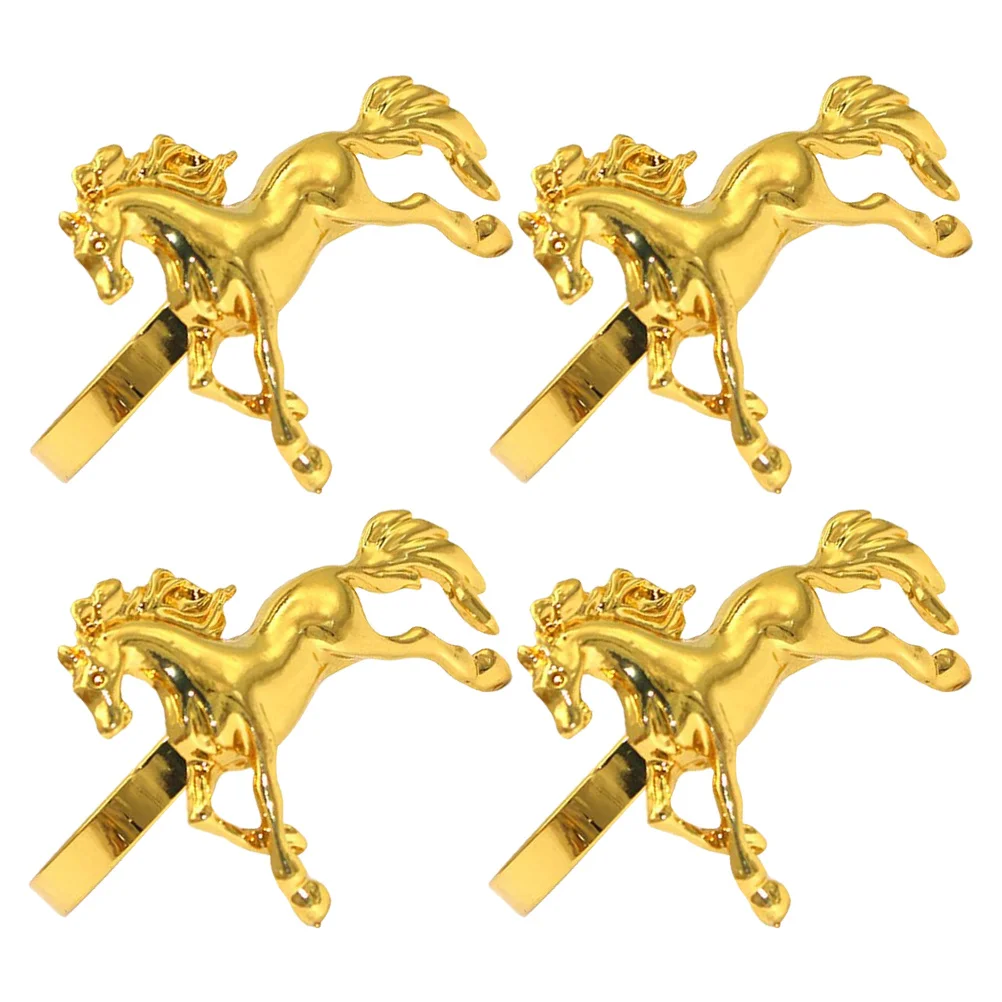 

4pcs Napkin Rings Metal Horse Animal Napkin Holder For Cloth Napkins Table Decor Wedding Christmas Thanksgiving Dinner Party