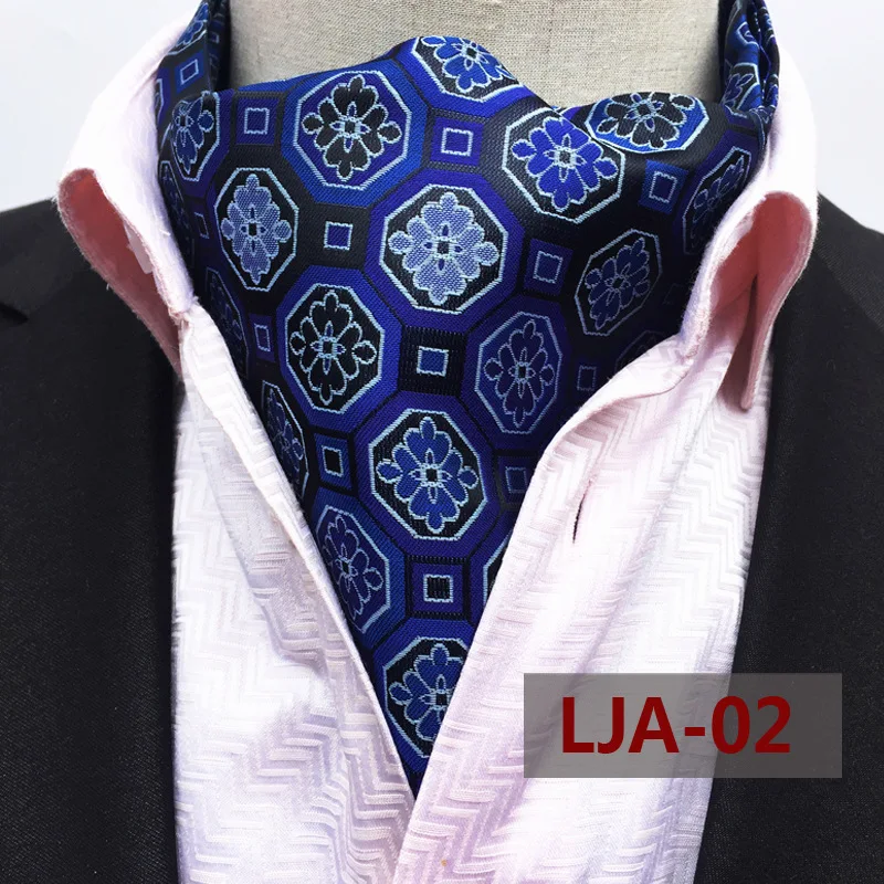 Mens Paisley Polka Dot Tie Formal Cravat Ascot Tie Cashew Cravat Neck Scarf British Style Gentleman Silk Necktie Set For Wedding