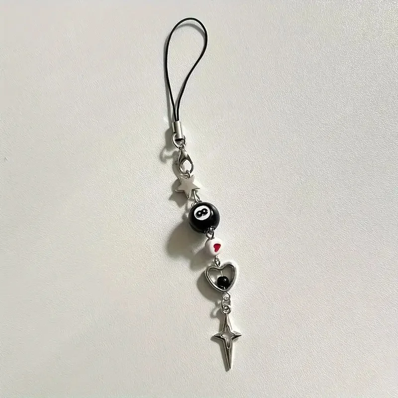 Star & Love Mobile Phone Chain, Sweet Cool Dark Mobile Phone Chain, Cute Mobile Phone Charm,  Keychain Pendant