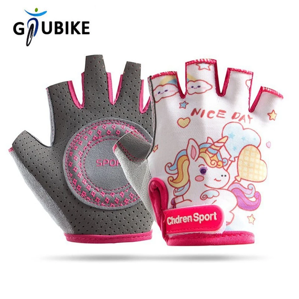 

GTUBIKE, 1 пара нескользящих детских велосипедных перчаток, легкие дышащие велосипедные перчатки с половиной пальца, амортизирующие защитные перчатки