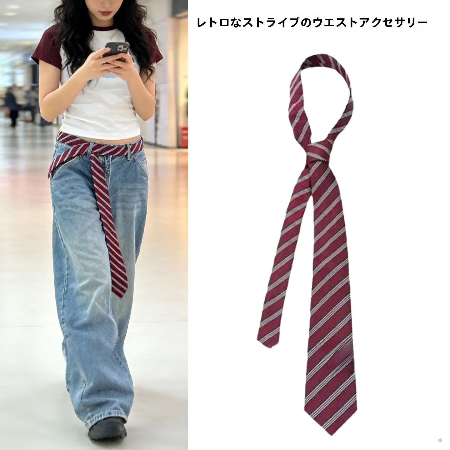 cinto-de-lenco-de-seda-vermelho-artesanal-feminino-acessorio-de-jeans-com-padrao-listrado-casual-estilo-vintage-moda-casual