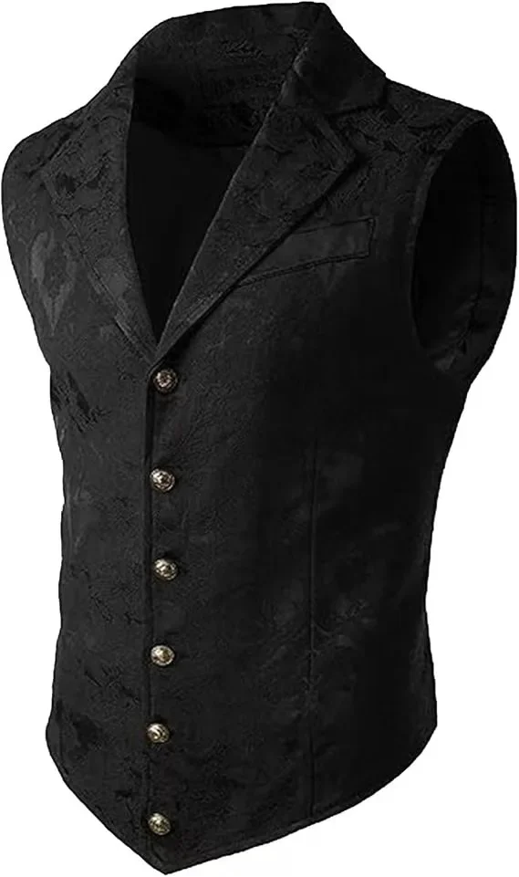 Mittelalterliche Gothic-Weste für Männer Vintage Steampunk-Weste Viktorianisches Kostüm Renaissance-Piratenjacke – Detail 3