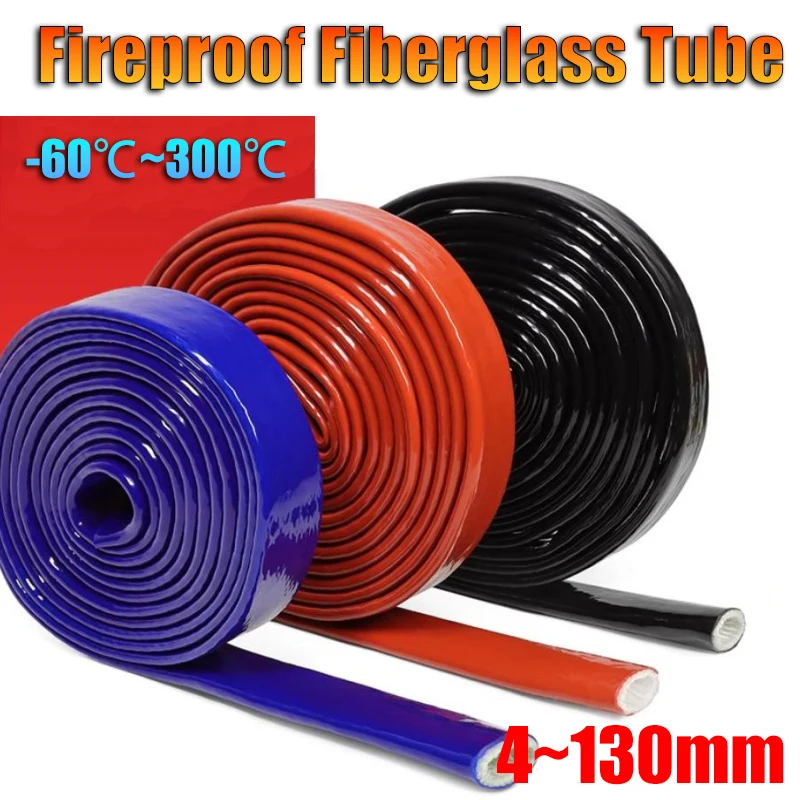 High Temperature Resistant Fiberglass Tube Silicone Resin Coated Glass Fiber Braided Fireproof Sleeve Fire Retardant Casing Pipe