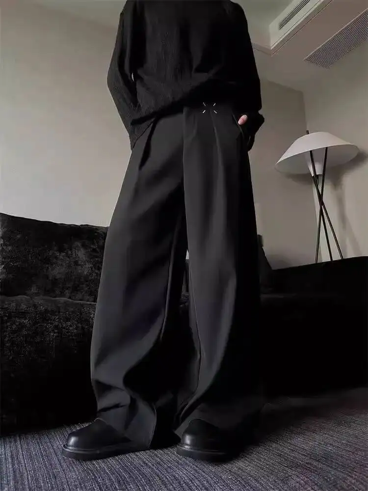 Men Suit Pants Black Tailored Trousers HighEnd Drapeyersatile Straight Leg Autumn Winter Cleanfit Unisex Loose Wide Leg Pants