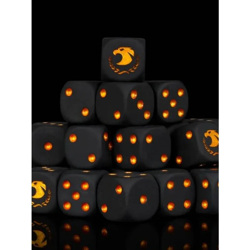 Warhammer 40K Adeptus Custodes Dice 10/20Pcs 16mm D6 Black Matte Resin Golden Eagle Emblem Dice Tabletop Wargame Hobby Accessory