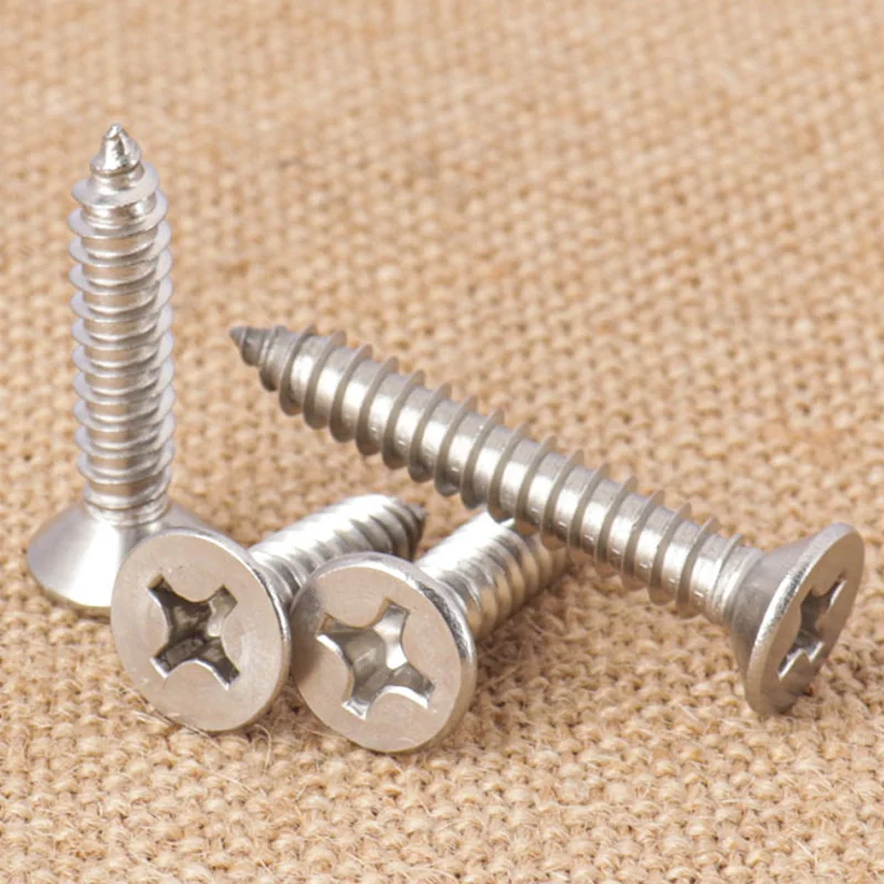 M2.2 M3 M3.5 M4 M5 M6 316 Stainless Steel Phillips Countersunk Self Tapping Sekrup Sekrup Kayu