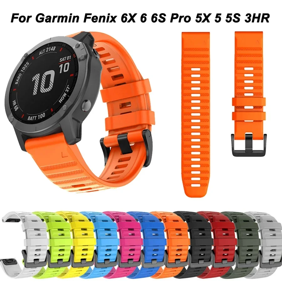 

20 22 26mm Watch Band for Garmin Fenix 8 8S 8X 7 7X 6 6S 6X Pro 5 5X 5S 3 HR Wristband Silicone Quick Release Strap Sport Correa