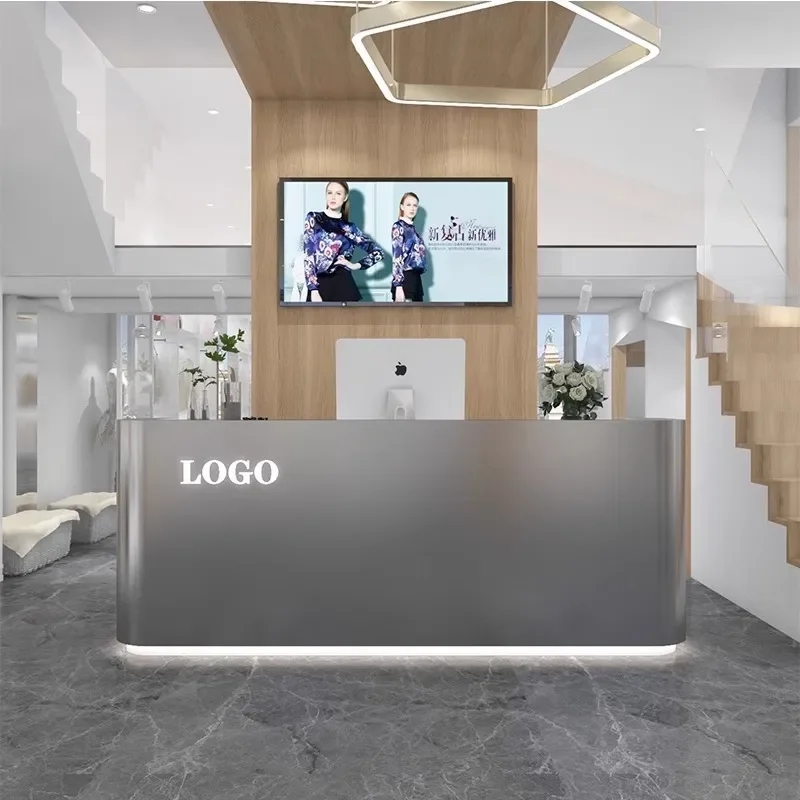 for Stainless Steel Checkout Counter Simple Modern Reception Desk for Hair Salon Clothing Store Bar Company Front Office