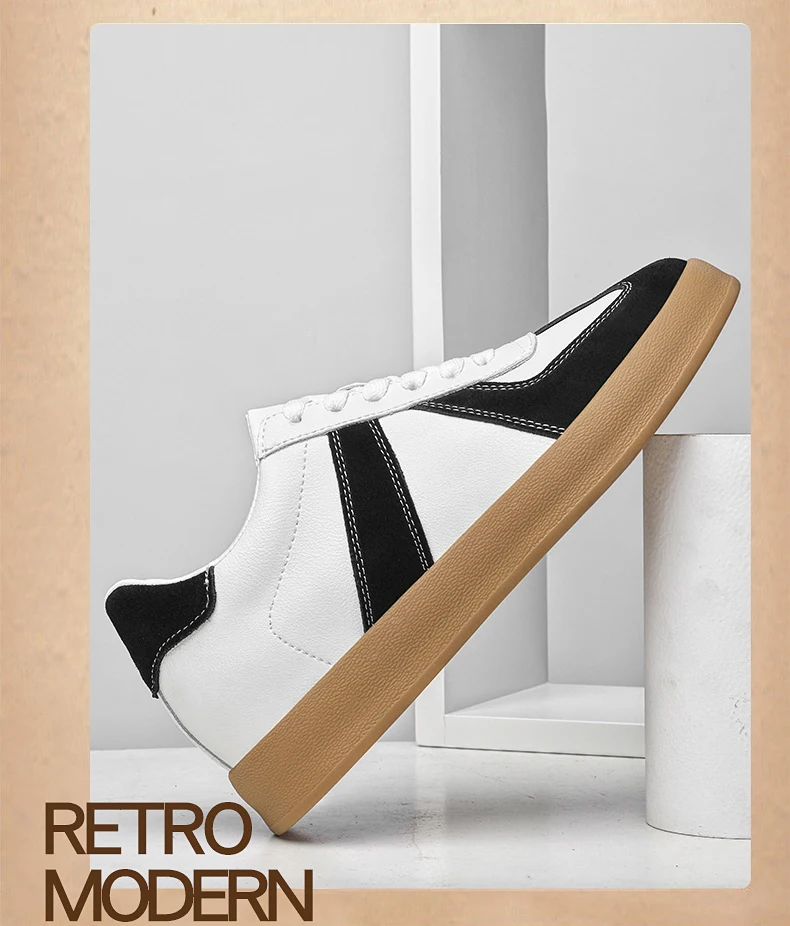 Men's Invisible Height Increasing Shoes 6/8cm German Training Shoes Breathable Genuine Leather Retro Casual Sports Shoes