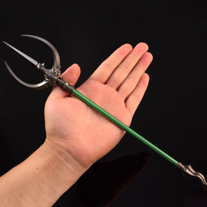 35cm/13.78in Black Myths Wukong Game Peripheral Weapon Model Yellow Wind Saint Three Strand Steel Fork Metal Ornament Collection