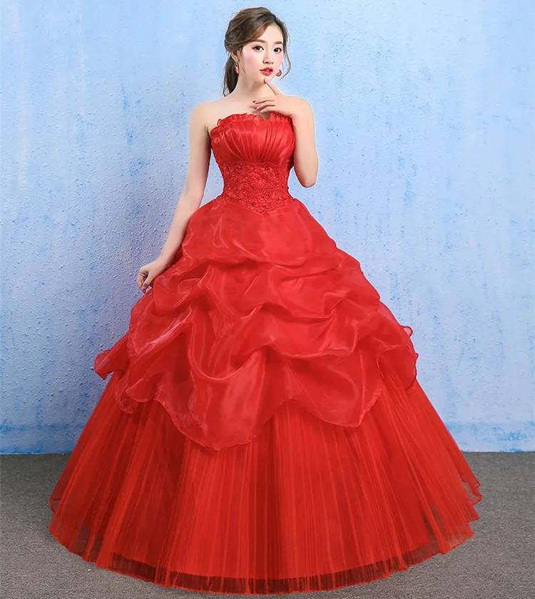 YC 73 # Frühling Herbst Hochzeit party kleid neue braut hochzeit kleid code Koreanische frauen nehmen spitze spezielle bieten hochzeit kleid rot weiß