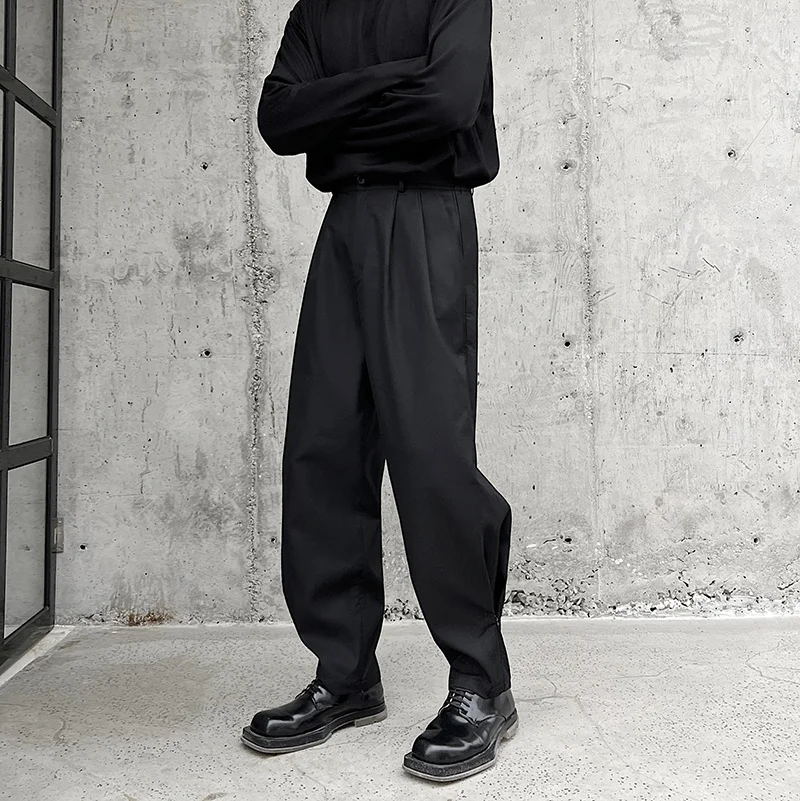 

Весна 2025: Модные повседневные брюки-костюм с широкими штанинами, на молнии, свободного кроя, для молодых мужчин