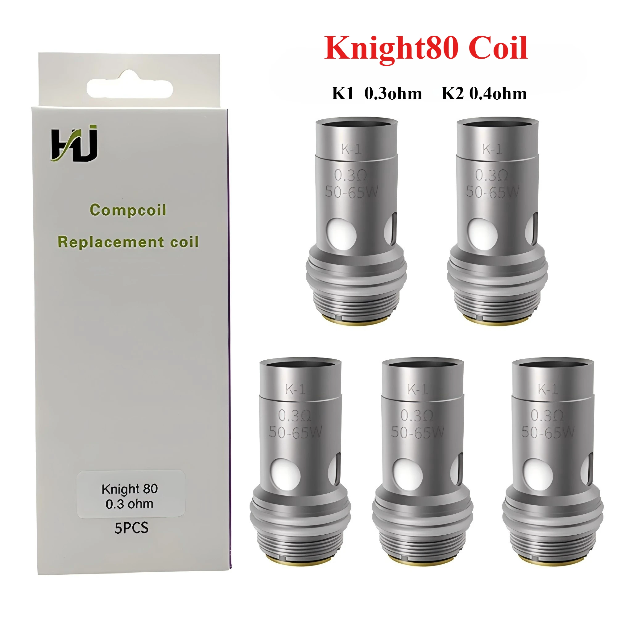 5pcs/pack Knight80 Coil K1 0.3ohm 50-65W K2 0.4ohm 35-50W Coils Head for Kinght 80 Pasito 2 Pastito II Pods Kit