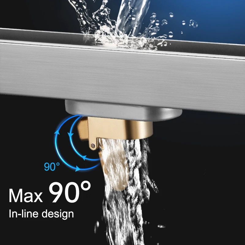 Imagem -02 - Longo Linear Piso Dreno Estreito Grosso Escovado Chuveiro Lateral Banheiro 3.2cm de Largura Aço Inoxidável