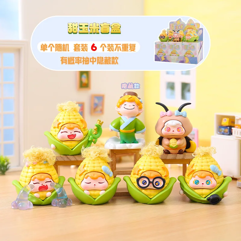

2026 New Viral Sweet Corn Blind Box 6pcs Set Resin Kawaii Figurines Desktop Decor Collectible Present For Children Anime Lovers