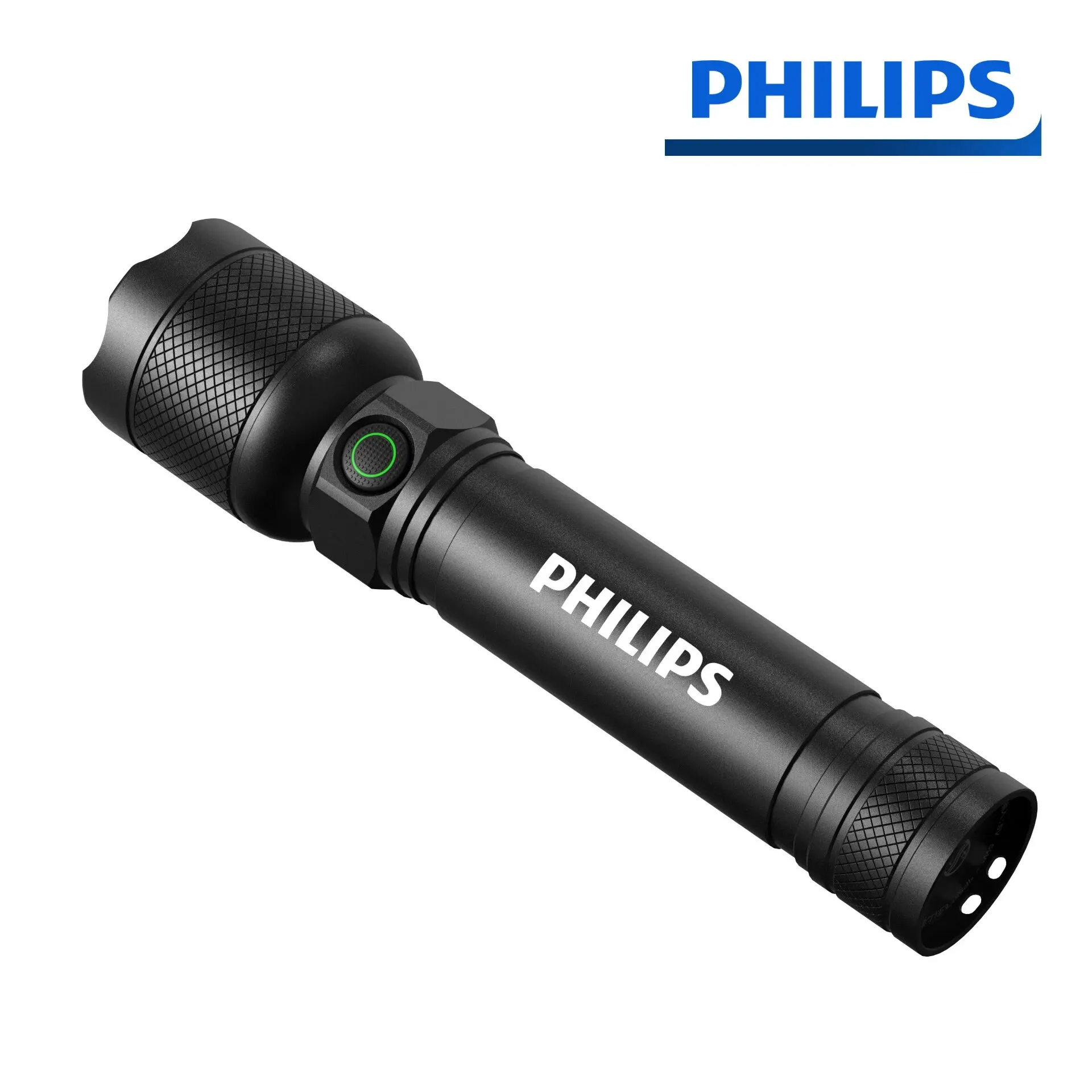 Linterna LED Philips con batería recargable USB 18650, 4 modos de iluminación, linternas de autodefensa impermeables para acampar al aire libre