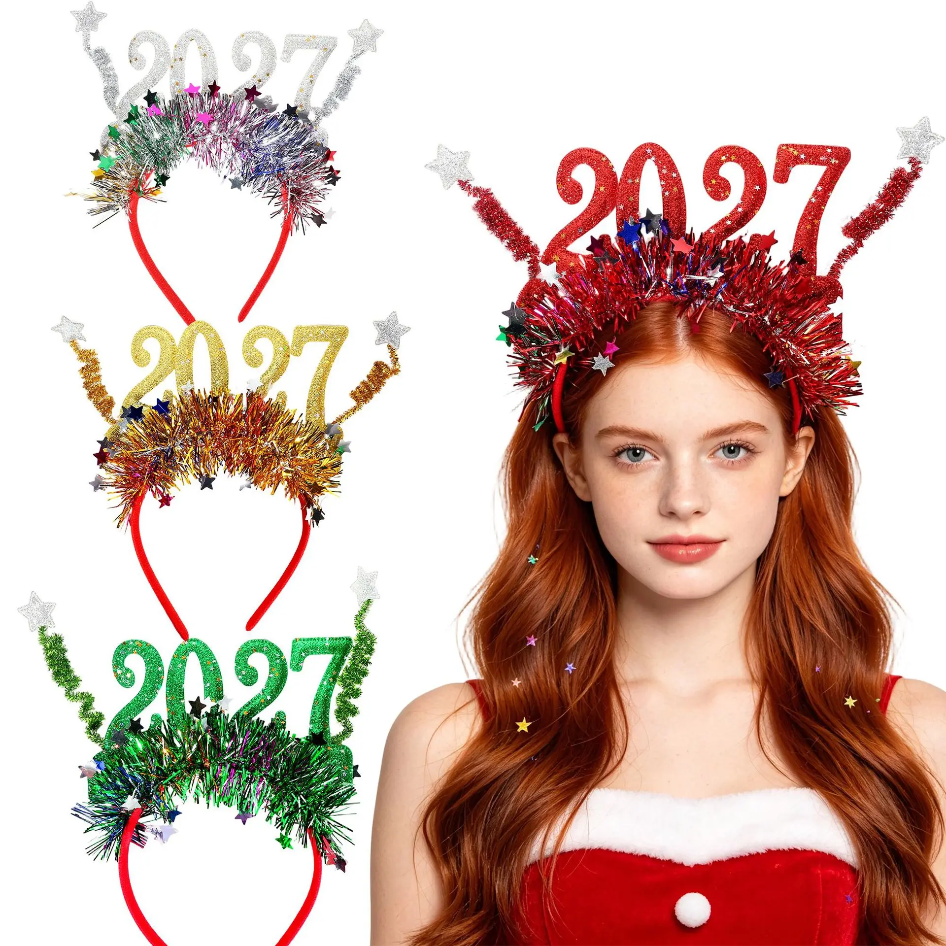 New Year Headband Creative Holiday Party Headband Creative Hair Band Colorful Christmas Hair Hoop For Christmas Party New Year