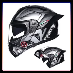 Uomo donna Flip Up casco Motocross con doppia visiera modulare DOT approvato casco Moto integrale doppia lente Cascos Para Moto