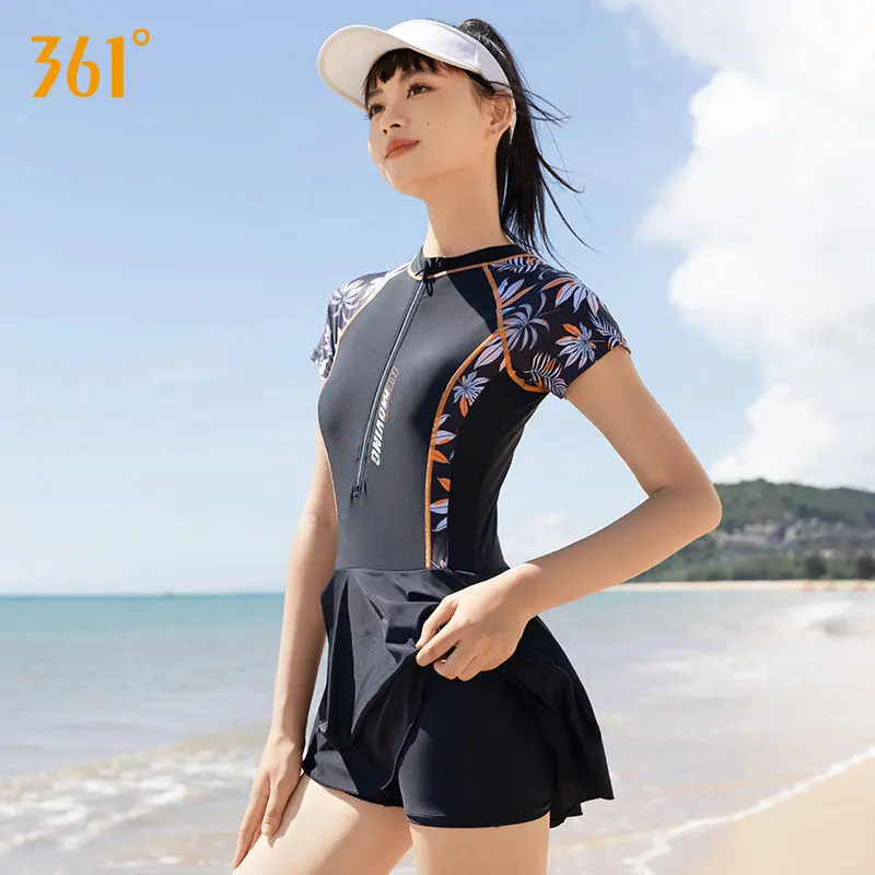 

Women One Piece Water Sports Push Up Bathing Suit Surfing Plus Size Lady Short Sleeve Professional Quick-Dry Beach SwimWear