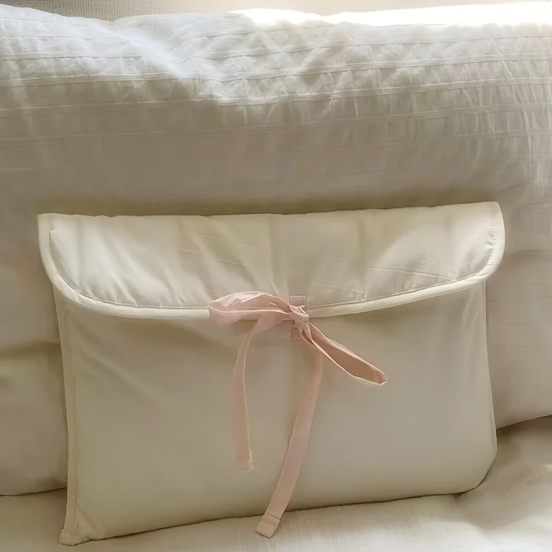 Laptop Carrying Case, Portable Tablet Protective Case, Ballet Style Pink Bow Solid Color Handheld Makeup Bags