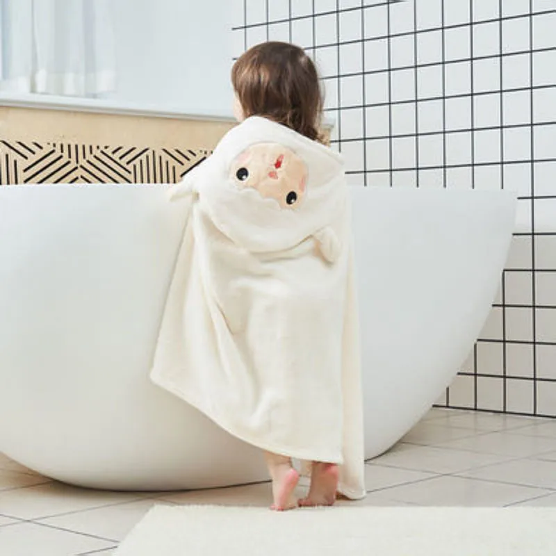 Asciugamano da bagno per bambini, asciugamano con cappuccio super morbido in pile corallo, accappatoio ad alto assorbimento, adatto a ragazzi e ragazze