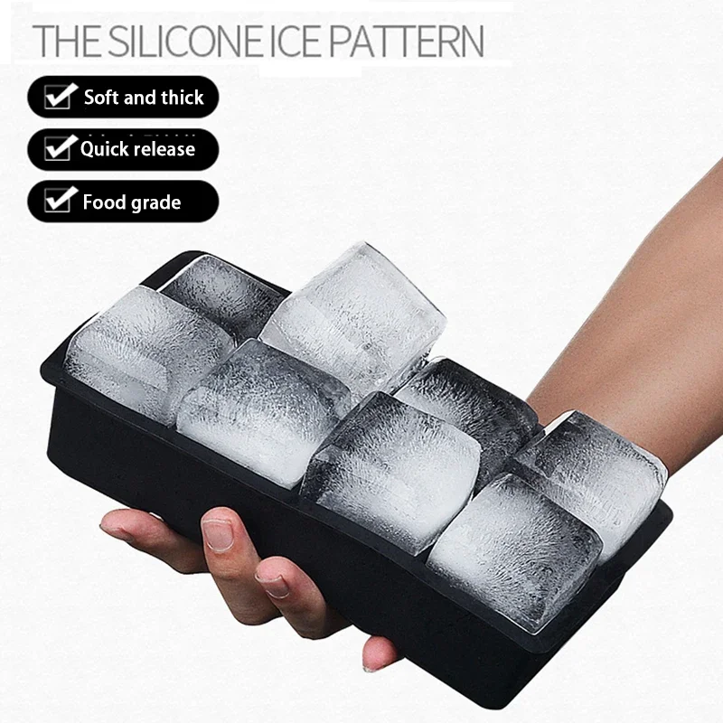 4/6/8/15 Grid Big Ice Tray Mold Giant Jumbo Large Food Grade Silikon Ice Cube Square Tray Mold DIY Ice Maker Ice Cube Tray