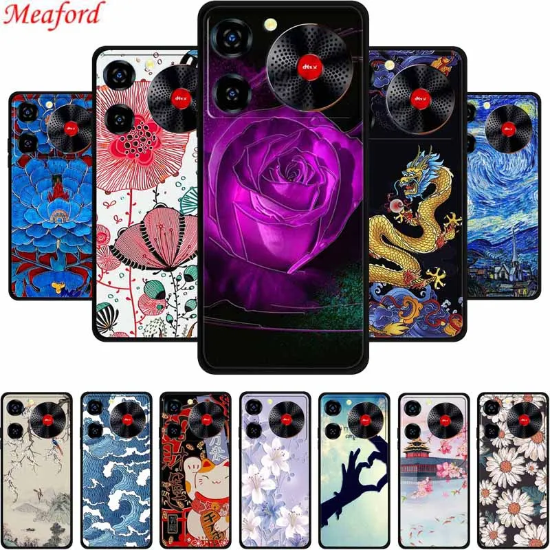 3D Emboss Case For ZTE nubia Music Phone Case Flowers Shockproof Silicone Soft Coque For ZTE nubia Music Back Cover Case 6.6