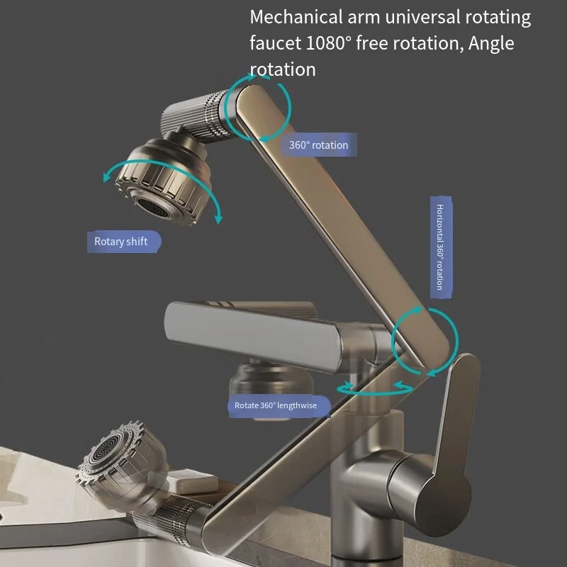 Wash basin faucet, household bathroom sink, bathroom countertop basin, hot and cold faucet, kitchen universal mechanical arm