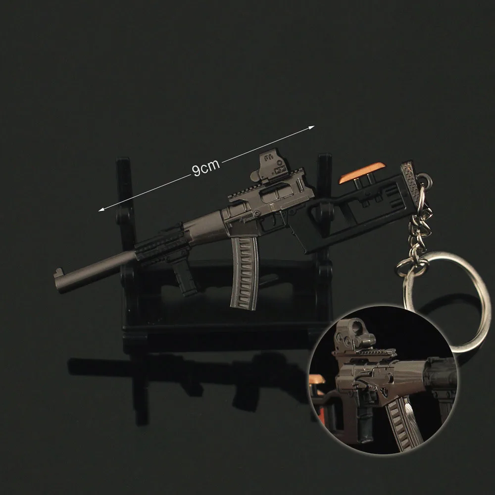 9cm Mini Gun Model VSS Keychain Model Jewelry Weapon Metal Pendant Key Chain Chaveiro Bag Car Key Holders Gift For Kids Men