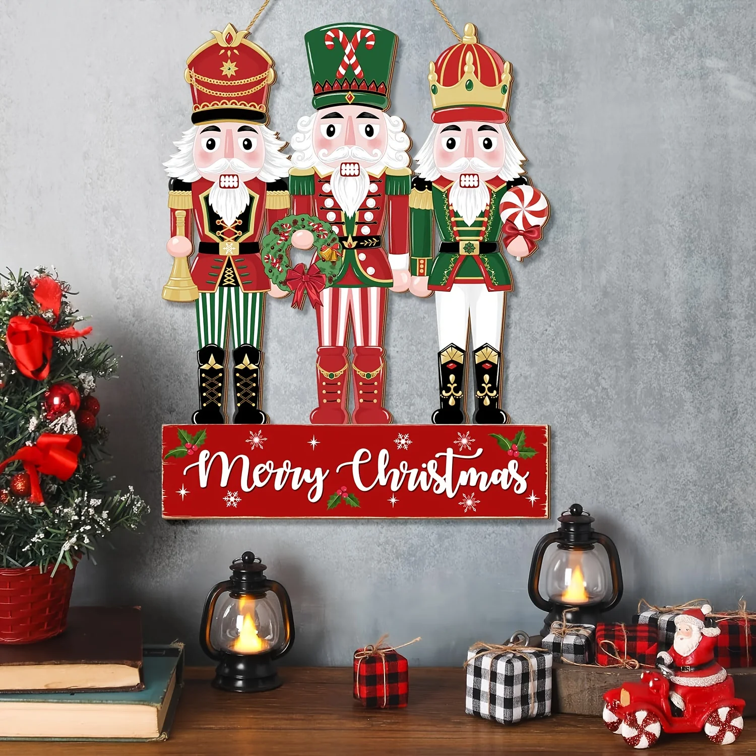 1pc Nussknacker Soldat Holz Anhänger Weihnachten Baum Ornament Festival Liefert Weihnachten Party Dekoration Urlaub Tür Hängen