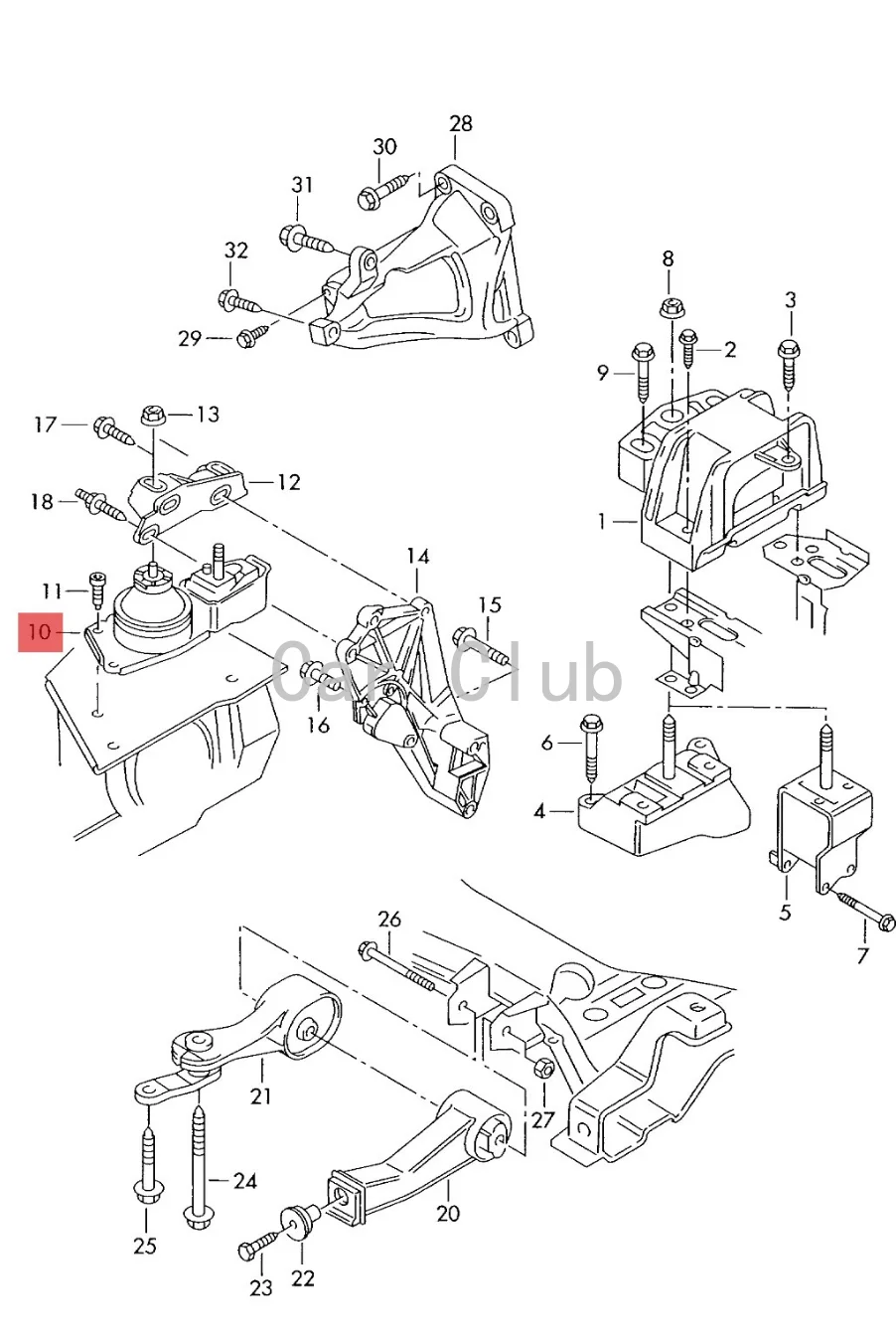 Engine Motor Transmission Mount Kit Engine Rubber Cushion Shock Absorber Bracket 7M3199132 7M0199132 for V W Sharan Ford